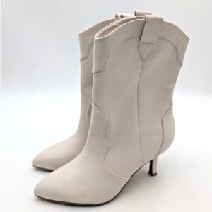 DV Dolce Vita Penrose Western Kitten Heel Bootie Women's White Size US7 EU37.5